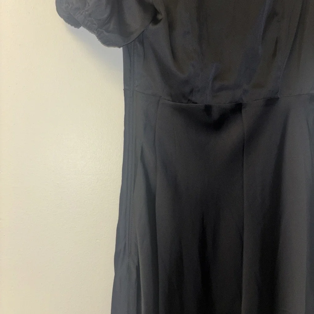 Abercrombie Fitch Black Lace Trim V Neck Puff Sleeve‎ Maxi Dress ST